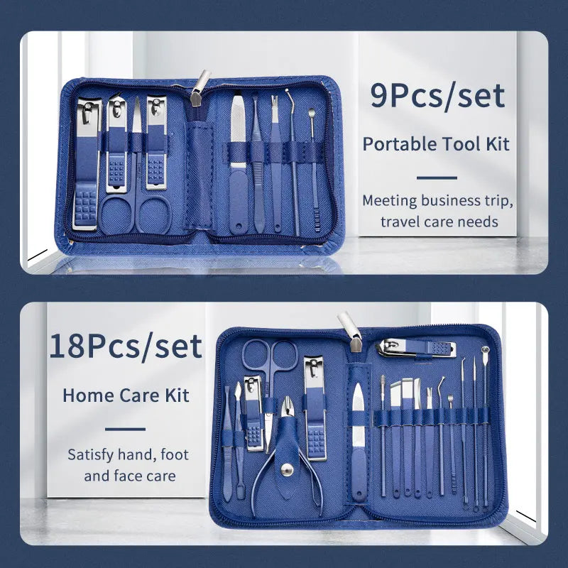 Nail Art Set Scissors Nail Clippers Set Stainless Steel Cutter Pedicure Beauty Manicure Kit with Travel Case Kit 9/18/26Pcs
