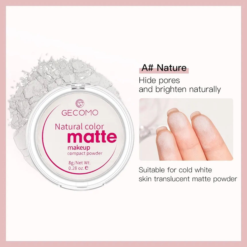 GECOMO Mattifying Compact Powder 12H Long Last Oil Control Silky Matt Makeup Setting Powder Translucent For All Skin Tones