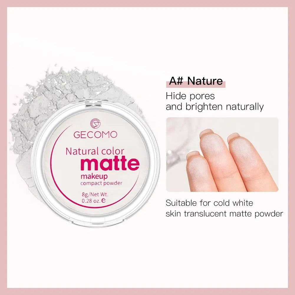 GECOMO Mattifying Compact Powder 12H Long Last Oil Control Silky Matt Makeup Setting Powder Translucent For All Skin Tones
