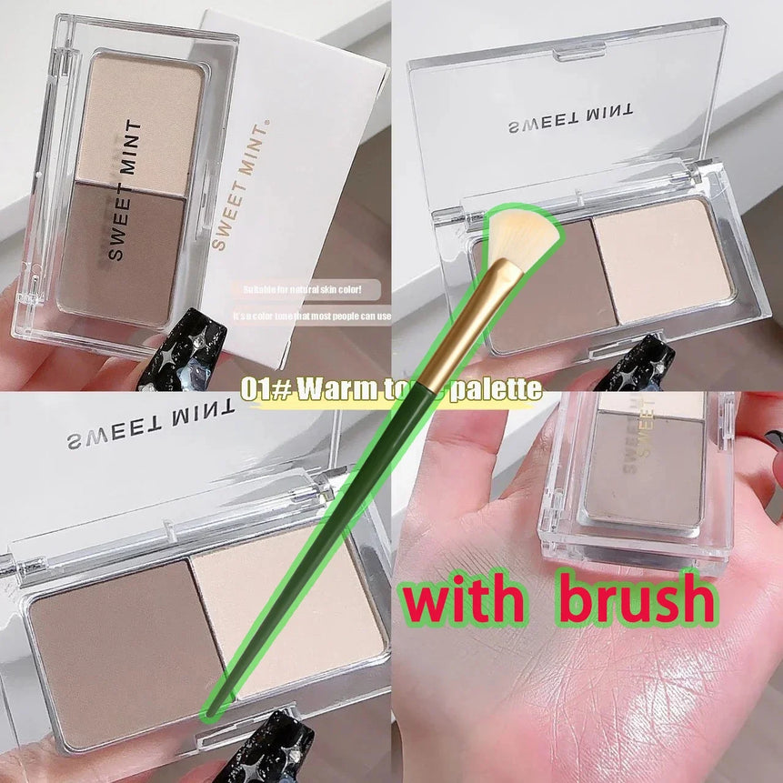 2 Color Tone Shading Shadow Powder Palette Contouring Highlighting&Bronzer Brighten Contour Three-dimensional Nose Makeup