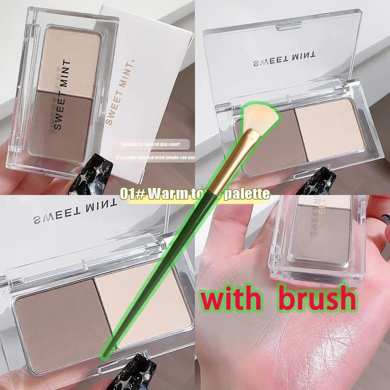 2 Color Tone Shading Shadow Powder Palette Contouring Highlighting&Bronzer Brighten Contour Three-dimensional Nose Makeup