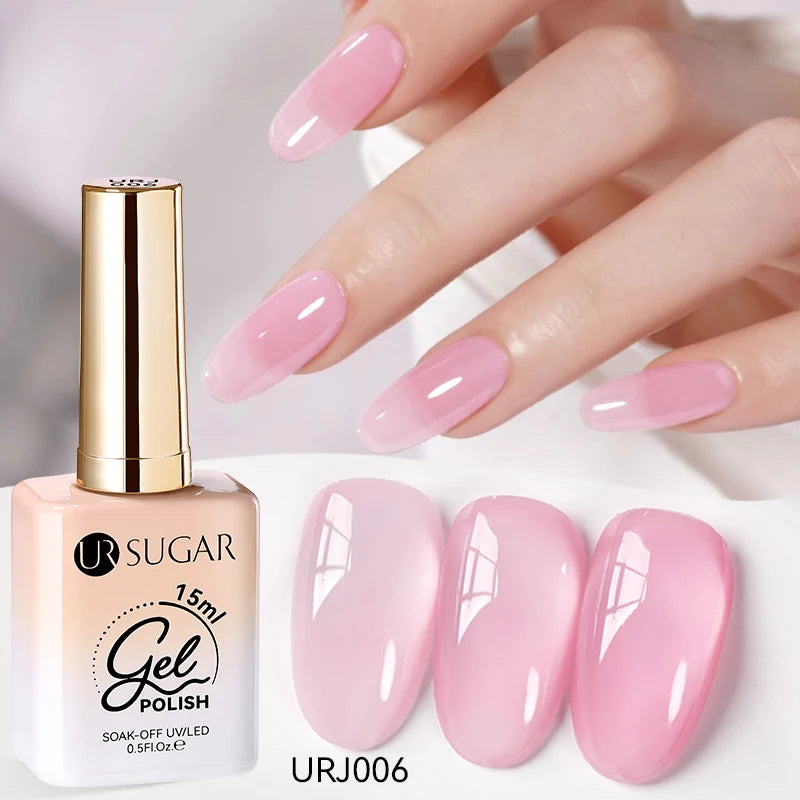 UR SUGAR 15ml Crystal Milky Jelly White Nude Gel Nail Polish Transparent Semi-permanent UV Gel Nail Art Soak Off Gel Varnish