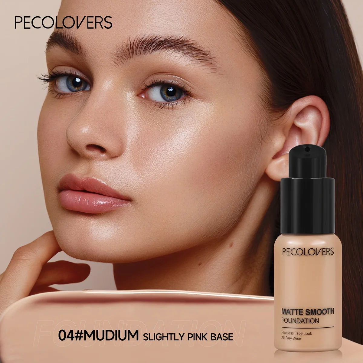 PECOLOVERS Matte Finish Liquid Foundation | Oil-Control, Waterproof, Full Coverage, Concealer, Suitable for All Skin Tones