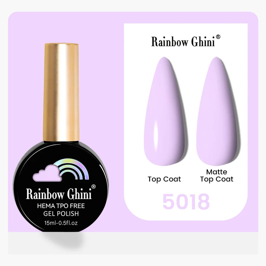 Rainbow Ghini 15ML 146 Colors Long-Lasting Colorful Gel Nail Polish Professional UV/LED Gel Polish Base Coat Matte Top Coat