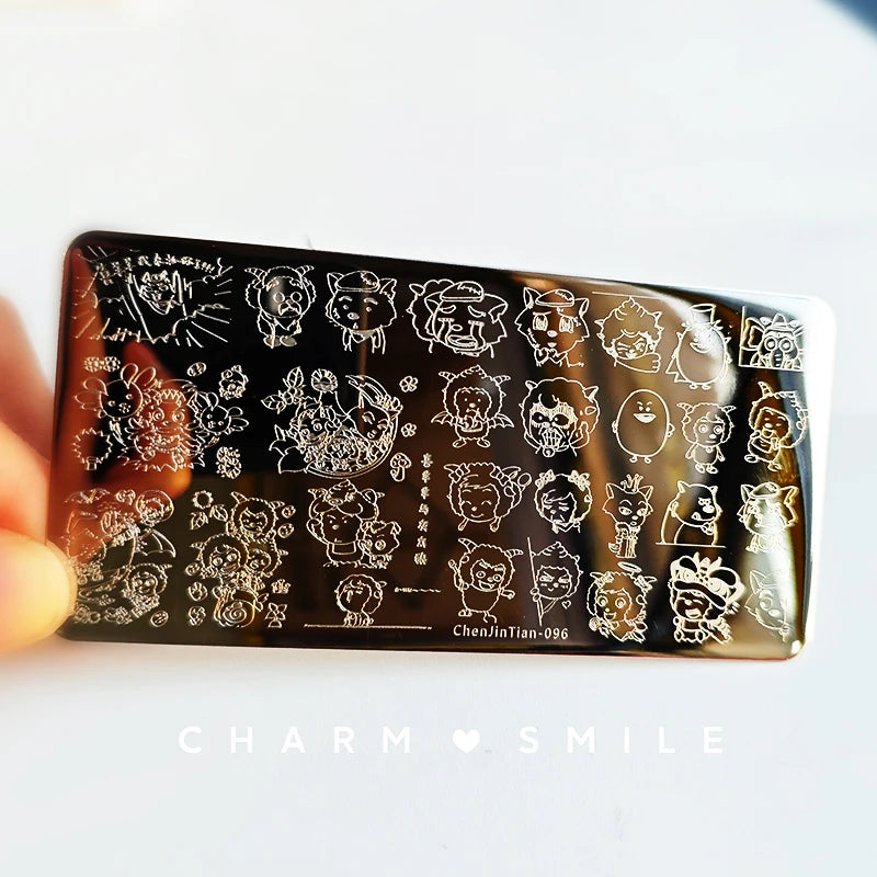 Cartoon Characters Stamping Plates  French Line Geometry  Flowers Leaves Animals Image Stainless Steel Nail Art Template Stencil