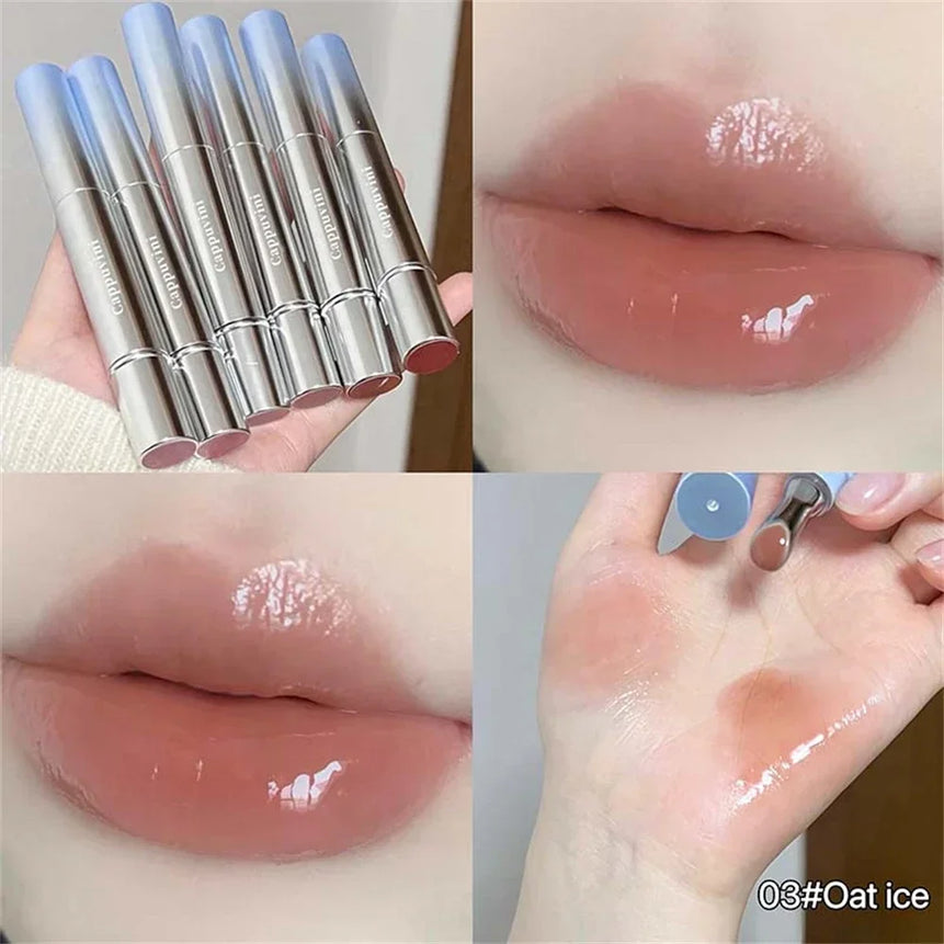 Metal Head Ice Diamond Essence Lip Tint Mirror Water Light Glass Lip Gloss Reduce Lip Wrinkles Moisturizer Lips Pluming Care