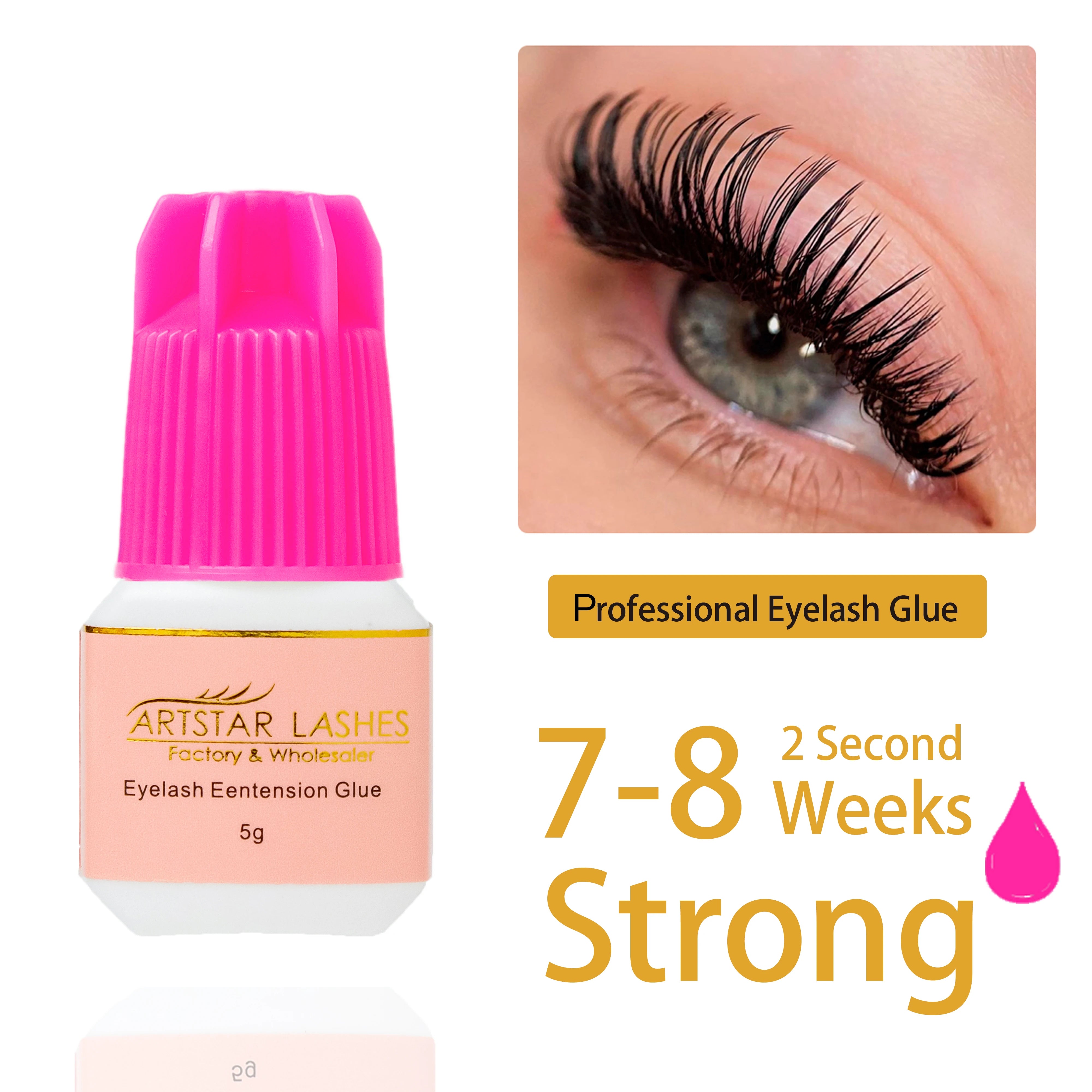 ARTSTAR Lash Glue Long Lasting Waterproof and Oilproof 0.5S Fast Dry Eyelash Extension Glue Black/transparent/Pink Colour Glue
