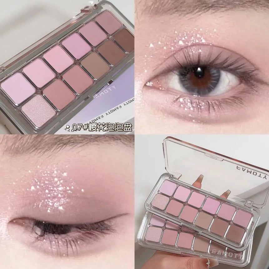 12-Color Low Saturation Eyeshadow Palette All Matte Tea Apricot Eye Makeup Palette Daily Earth Makeup Long Lasting Eye Shadows