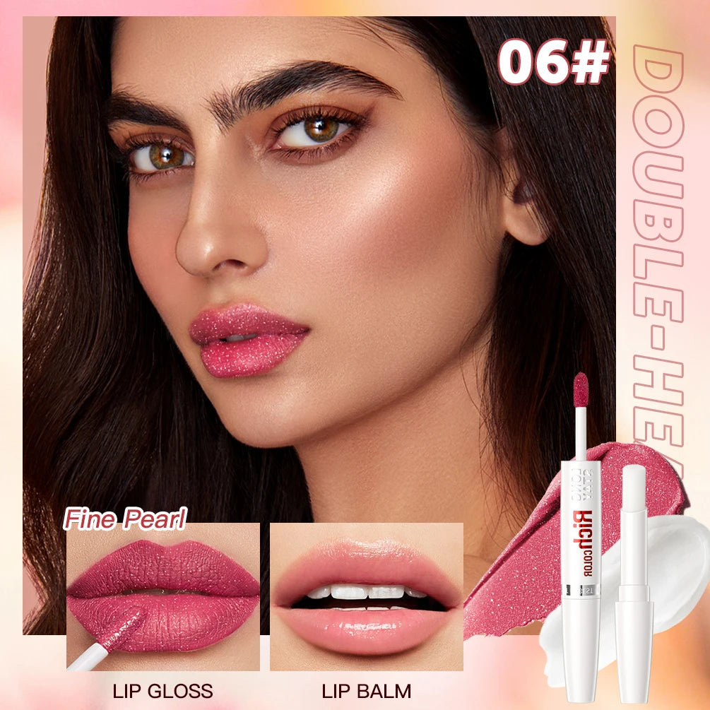 8 Colors Matte Liquid Lipstick Lipgloss Waterproof Double Head Lip Balm Anti-Cracking Moisturizing Makeup Plumper Lip Cosmetics