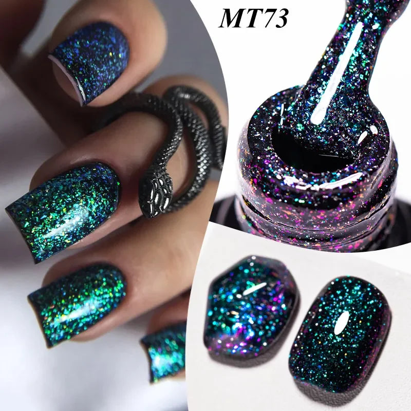 Starry Sky Reflective Glitter Nail Gel Polish Sparkling Glitter Semi Permanent Nails Art Soak Off UV Gel Varnish Nail Supplies