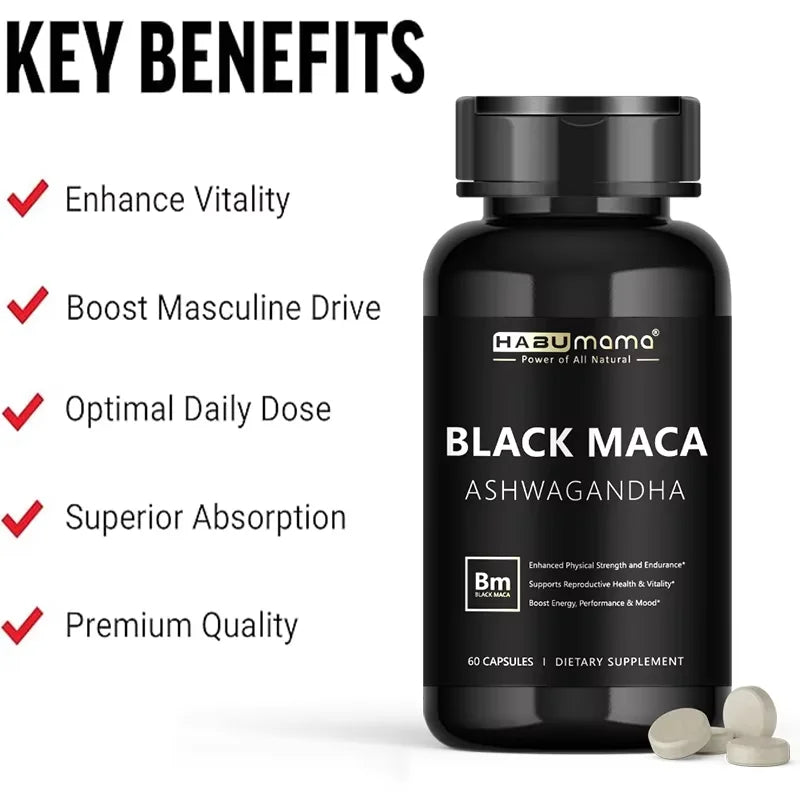 Male Enhancing Supplement with Black Maca, Stamina & Energy, Men's Muscle Enlargement