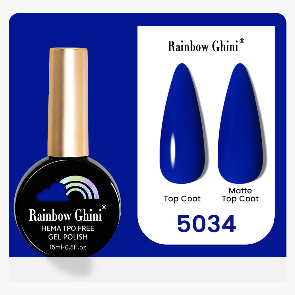 Rainbow Ghini 15ML 146 Colors Long-Lasting Colorful Gel Nail Polish Professional UV/LED Gel Polish Base Coat Matte Top Coat