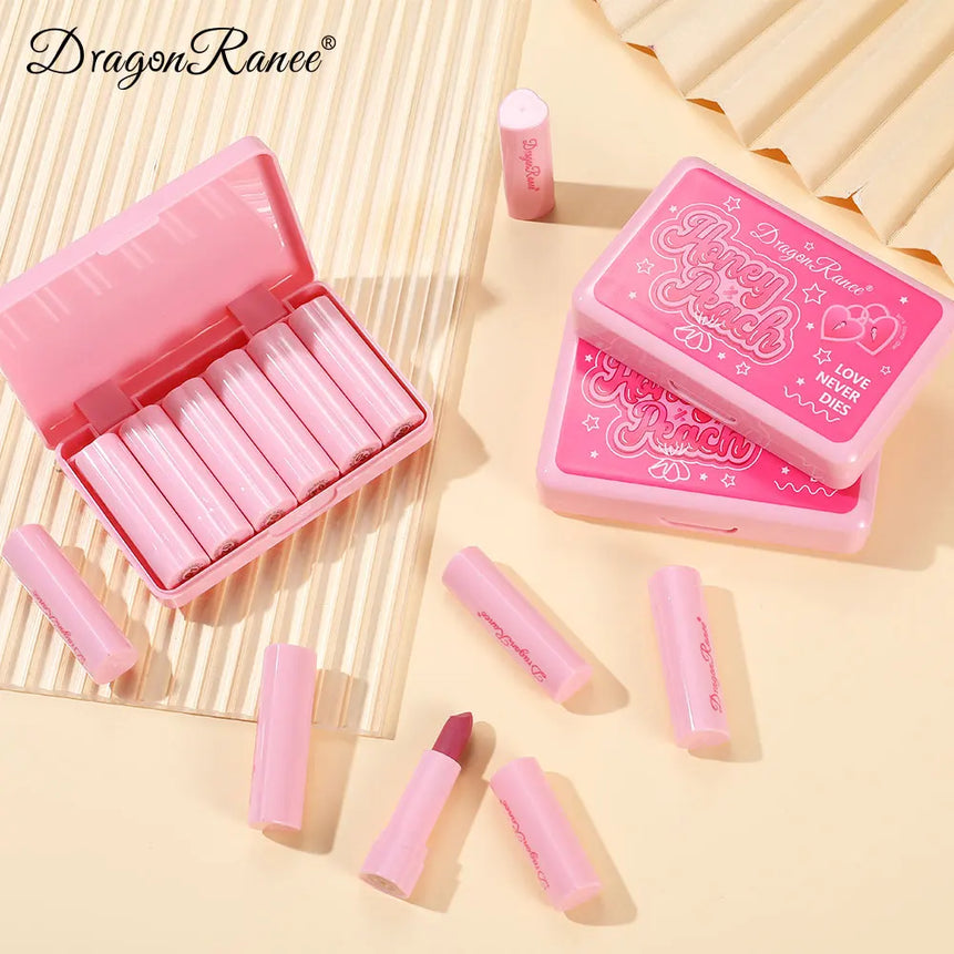 Matte Lipstick Set Non-Stick Cup Easy to Color Waterproof Lipstick Velvet Texture Lipstick 6-Piece Lipstick Set