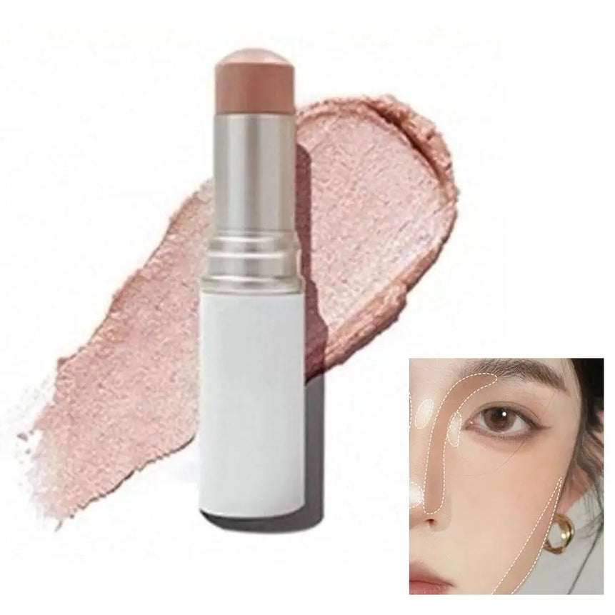 10g Cream Blush Stick Sheer Shimmer Highlighter Stick Long Lasting Waterproof Sweat Proof Portable Twist Up For Face Cheeks Eyes