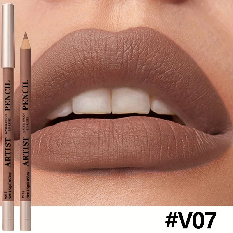 Matte Lip Liner Pencil Water-Resistant Long-Lasting Non-Dry Formula All Beige Types Matte Lip Makeup for Lipstick &Glossy Liners
