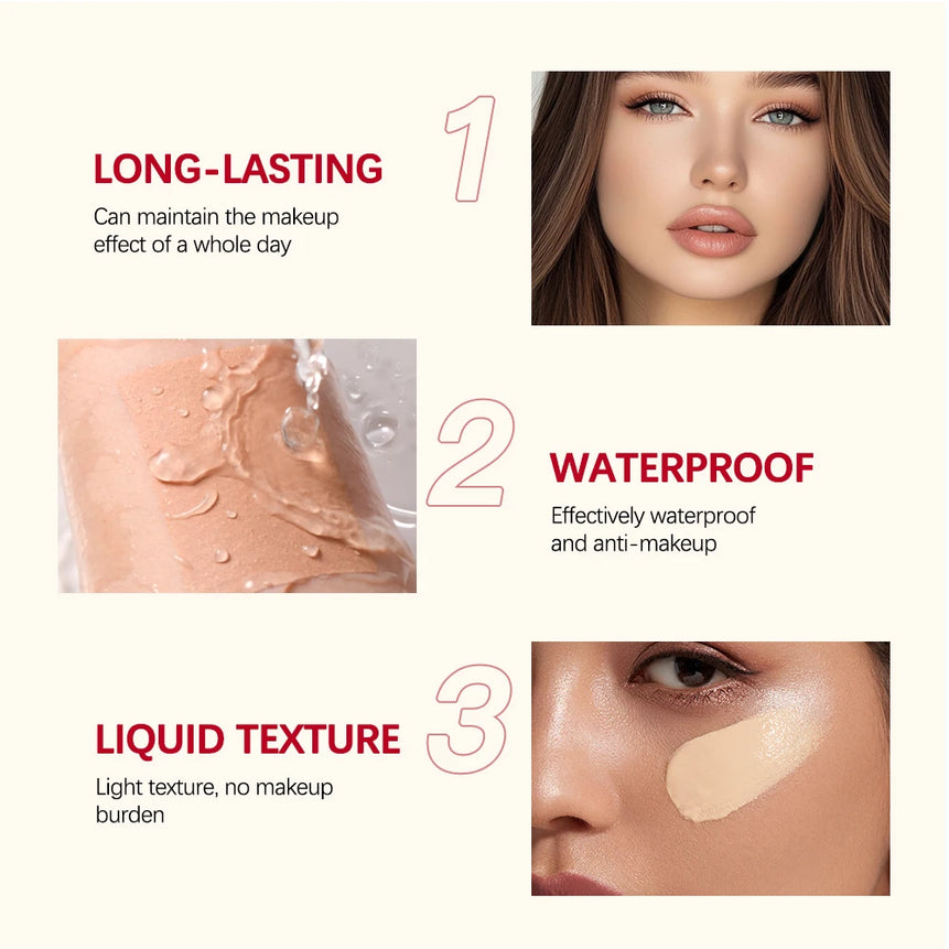 Lakerain Matte Foundation Base Cream Long-lasting Soft Focus Matte Natural Fit Coverage Concealer Waterproof Face Base Makeup