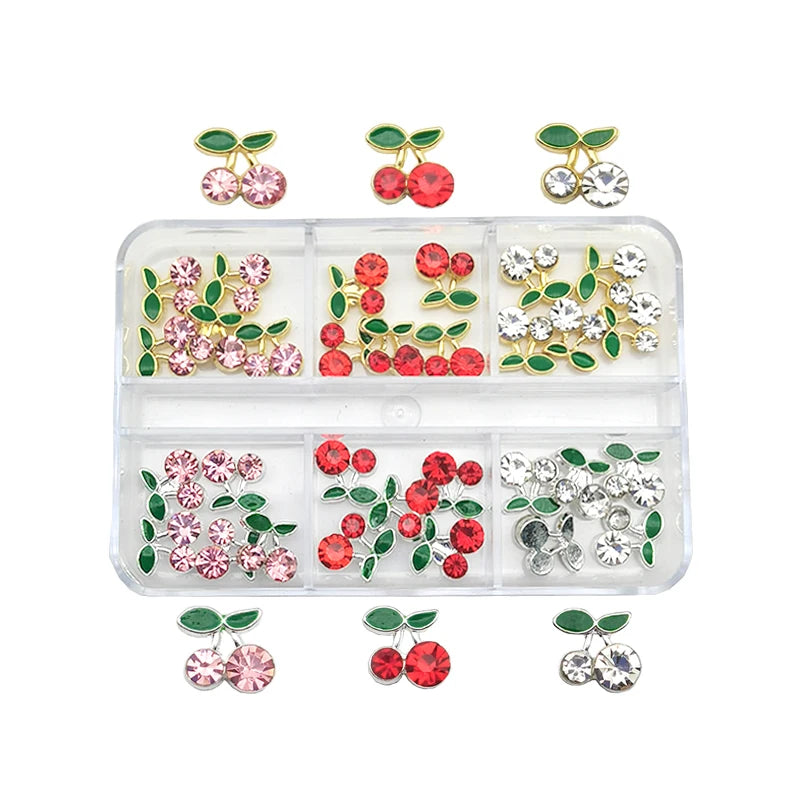 30Pcs Pink Nail Charms Alloy Rhinestones 3D Star Butterfly Heart Cross Gem Nails Crystal Diamond Nail Art Decoration Accessories