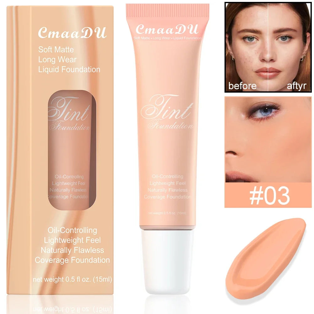 4 Colors Liquid Foundation High Coverage Makeup Base Cream Lasting Concealer BB Cream Matte Finish Waterproof Face Corrector