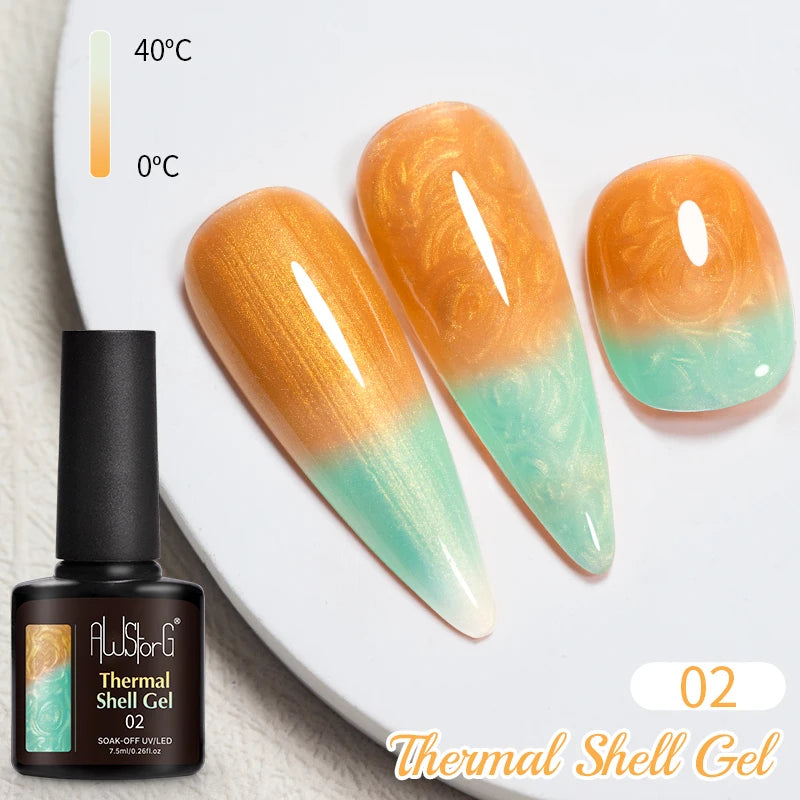 AWStorG 7.5ML Golden Gradient Cat Eye Magnetic Gel Sparkling Glitter Nail Polish Semi Permanent UV Nail Art No Need Base Color