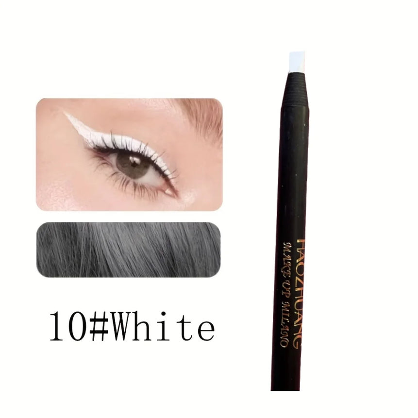 High quality HAOZHUANG pull eyebrow pencil black leather makeup wild line eyebrow pencil hard core flat head pen White pen