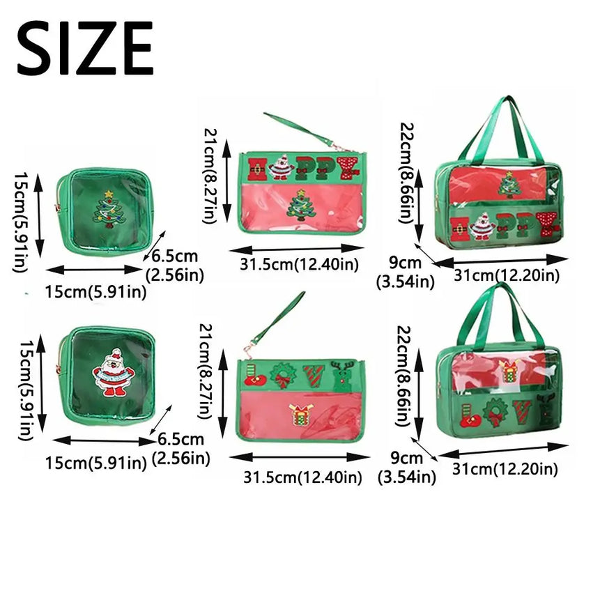Creative Christmas Clear Travel Bags Cartoon Waterproof Christmas Toiletry Bags PVC Portable Make Up Organizer Travel