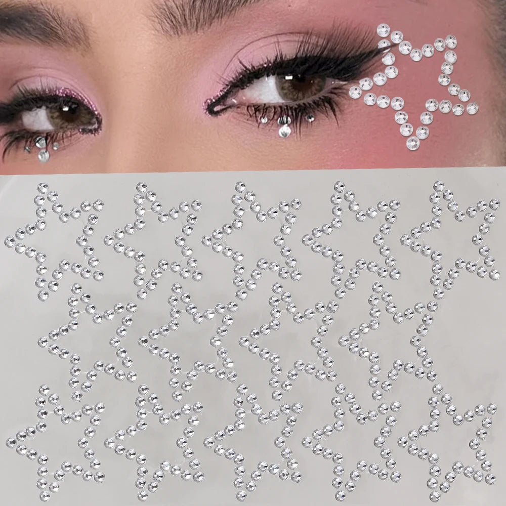 1pc Red Face Gems Jewels Rhinestone Stickers Self Adhesive Gems Stickers DIY Bling Jewel Crystal Sticker for Hair Face Eyes Body