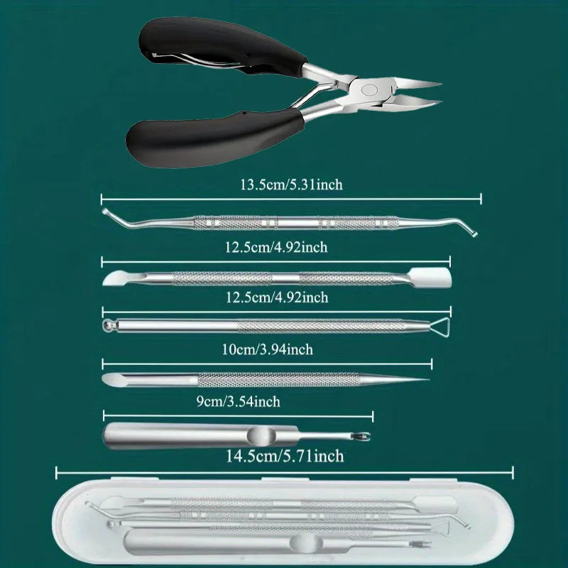 6pcs Stainless Steel Nail Polish Remover Tool Set,Gel Scraper Manicure Pedicure Kit,Suitable for Fingernails and nail scissors