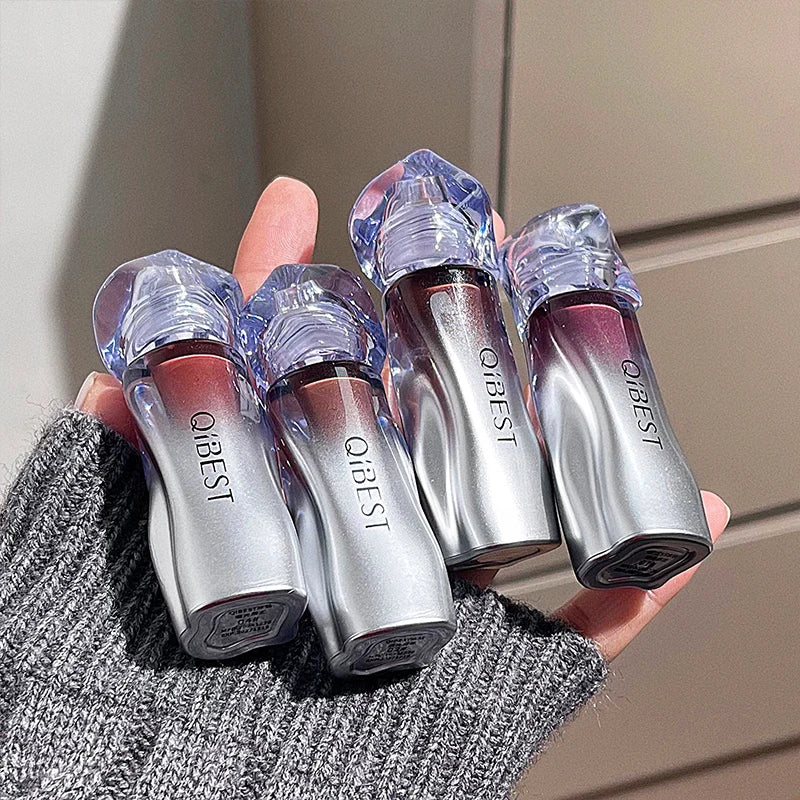 QIBEST Matte Velvet Liquid Lipstick Natural Long-Lasting Highly Pigmented Lip Mud Portable Finish Universal Lip Gloss Makeup