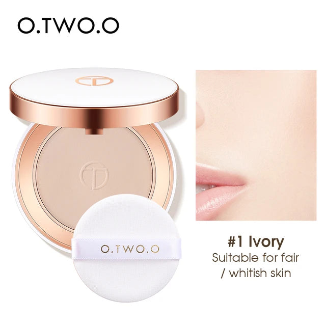 O.TWO.O Oil-Control Face Pressed Powder Silk Smooth Makeup Setting Powder Waterproof Concealer Long Lasting Soft Face Powder