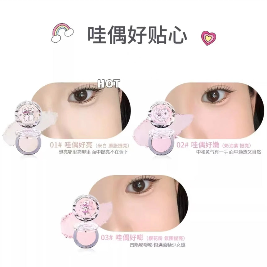 FLORTTE BUNNY Single Highlight Powder Facial Highgloss Natural Brightening  Blush Cream Brightening Liftup Face 3D Stereoscopic