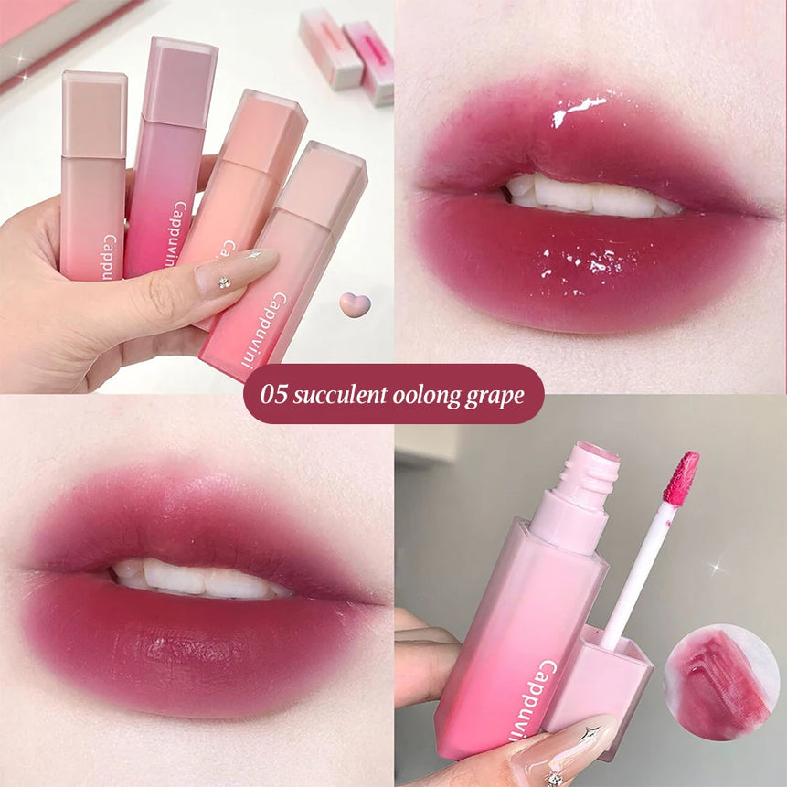 Cappuvini Nude Water Mist Lip Glaze Matte Velvet White Lip Gloss Long-lasting Lipstick