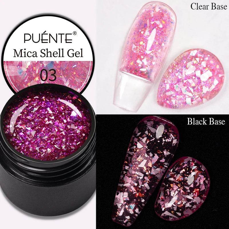 PUENTE 7.5ML Red Flame Reflective Gel Nail Polish Flash Sparkling Red Glitter Nail Gel Soak Off UV Semi-permanent Nail Varnish