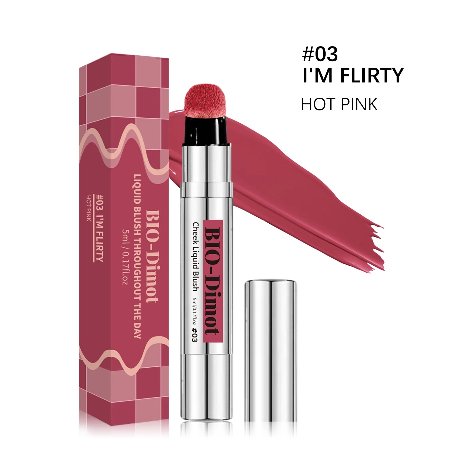 6 Colors Liquid Blush Stick with Sponge Tip Matte Makeup Waterproof Long-Lasting Color Correction Smooth for Lips and Cheeks