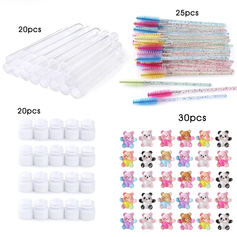 20Pcs Reusable Eyelash Brush Tube Christmas Style Disposable Mascara Wands Applicator with Tube Dust-proof Tubes Makeup Tools