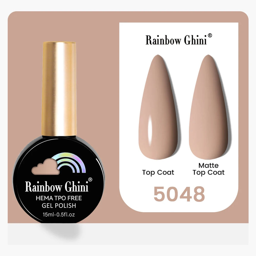 Rainbow Ghini 15ML 146 Colors Long-Lasting Colorful Gel Nail Polish Professional UV/LED Gel Polish Base Coat Matte Top Coat