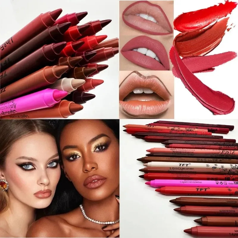 20 Color Matte Lip Liner Outline Lipstick Pen Long-lasting Waterproof Lip Tint Pencil Makeup Lip Contouring Pen Woman Cosmetic