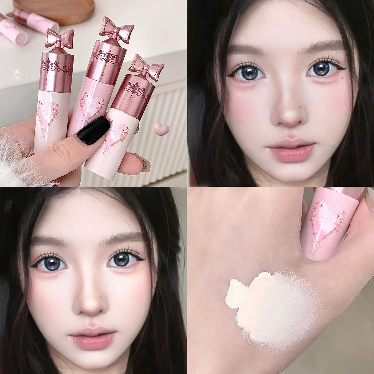 Pink Brightening Concealer Stick Waterproof Highlighting Liquid Moisturizing Concealer Cream Cover Acne Spot Dark Circles Makeup