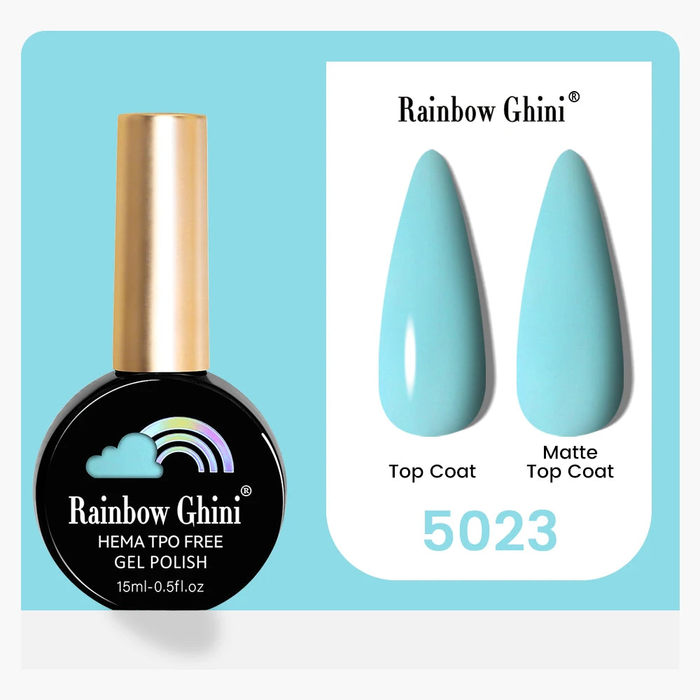 Rainbow Ghini 15ML 146 Colors Long-Lasting Colorful Gel Nail Polish Professional UV/LED Gel Polish Base Coat Matte Top Coat