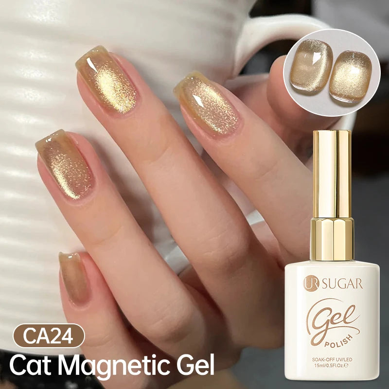 UR SUGAR 15ml Jelly Pink Cat Magnetic Gel Nail Polish Glitter ICE Soak Off Ceramic UV Gel Semi-permanent Nail Supplies Manicure