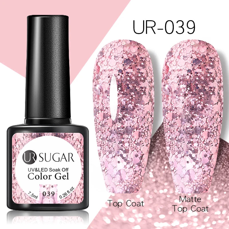 UR SUGAR 7.5ml Rose Glitter Solid Color Gel Nail Polish Jelly Nude Pink Semi Permanent DIY Nail Art UV LED Soak Off Gel