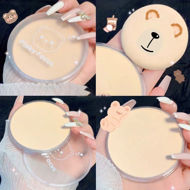 Oil Control Loose Powder Lasting Cute Pressed Powder Waterproof Brightening Concealer Light Breathable Dual-use Face Cosmetics