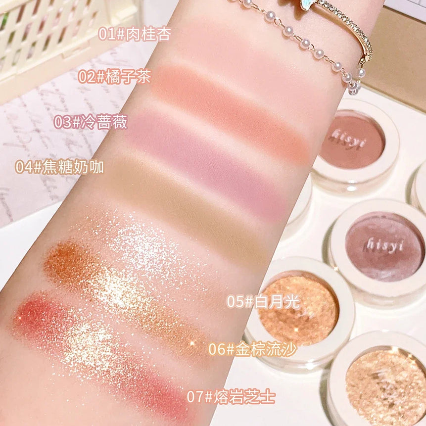 Single-Color Eyeshadow – Matte & Shimmer, High-Pigment, Brightening, Waterproof, Long-Lasting, Soft & Natural Glow Makeup