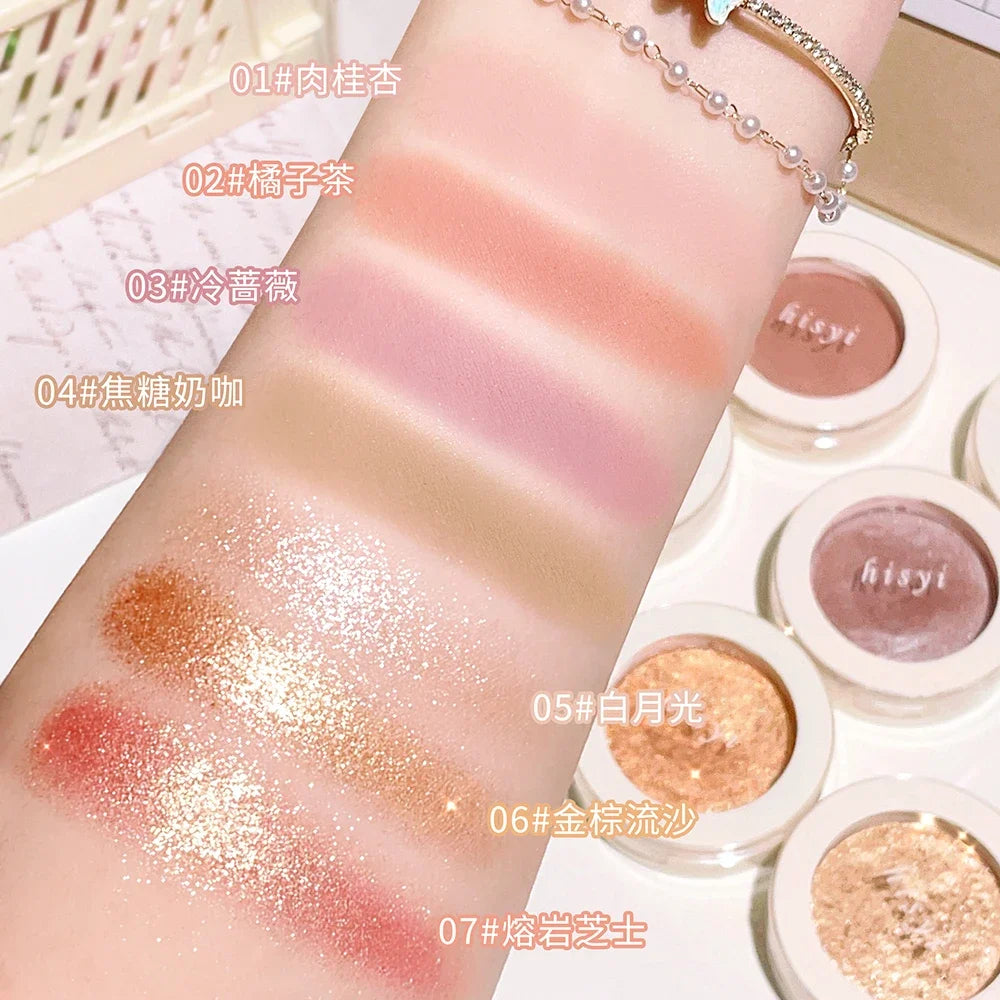 Single-Color Eyeshadow – Matte & Shimmer, High-Pigment, Brightening, Waterproof, Long-Lasting, Soft & Natural Glow Makeup