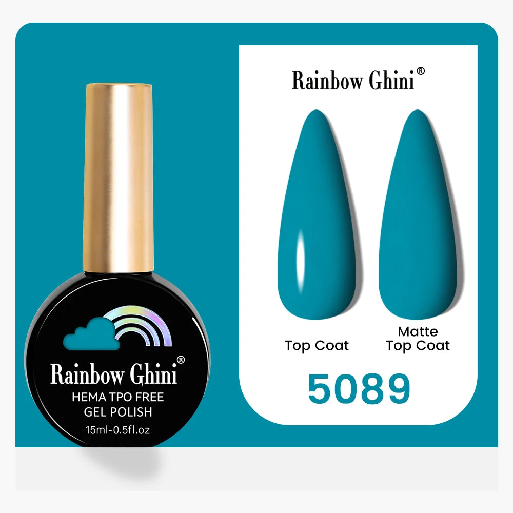 Rainbow Ghini 15ML 146 Colors Long-Lasting Colorful Gel Nail Polish Professional UV/LED Gel Polish Base Coat Matte Top Coat