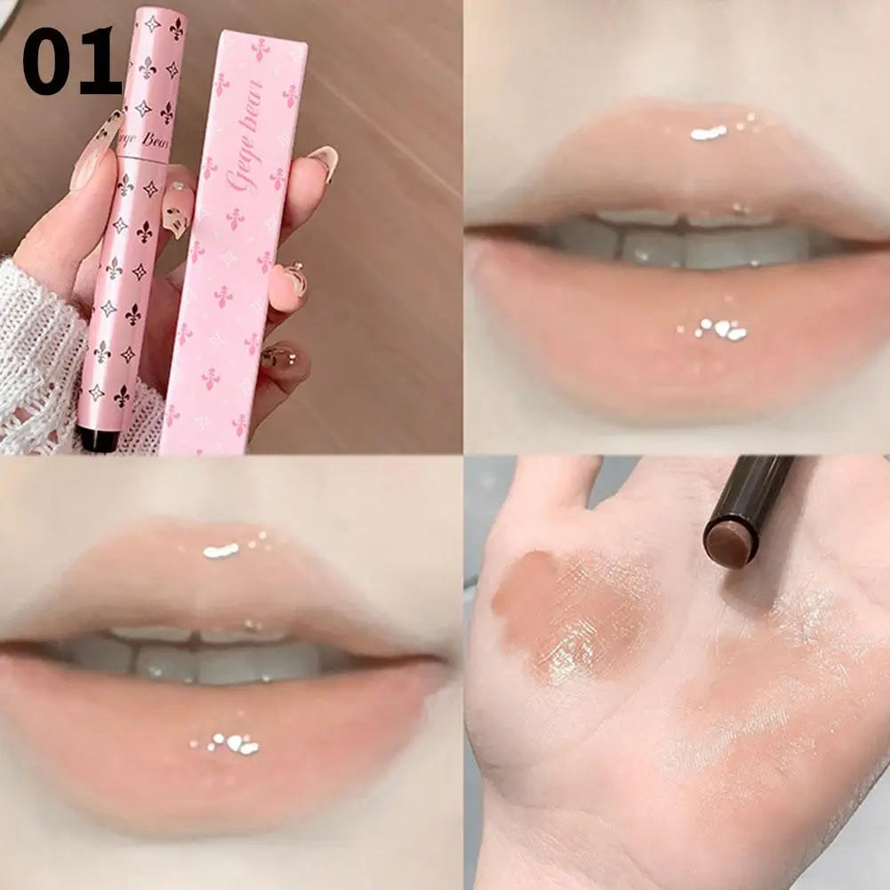 1PCS Glossy Solid Lip Gloss Mirror For Finish Moisturizing Water Light Tint Sweet tea raspberry Lipstick Long Lasting Non Stick