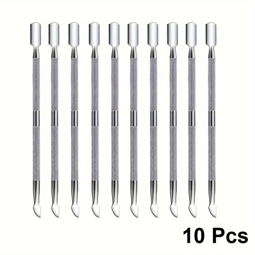 3/5/10pcs Stainless Steel Cuticle Pusher Metal Double-ended Spoon Remover Kit Dead Skin Push Nail Art Cleaning Tools manicure