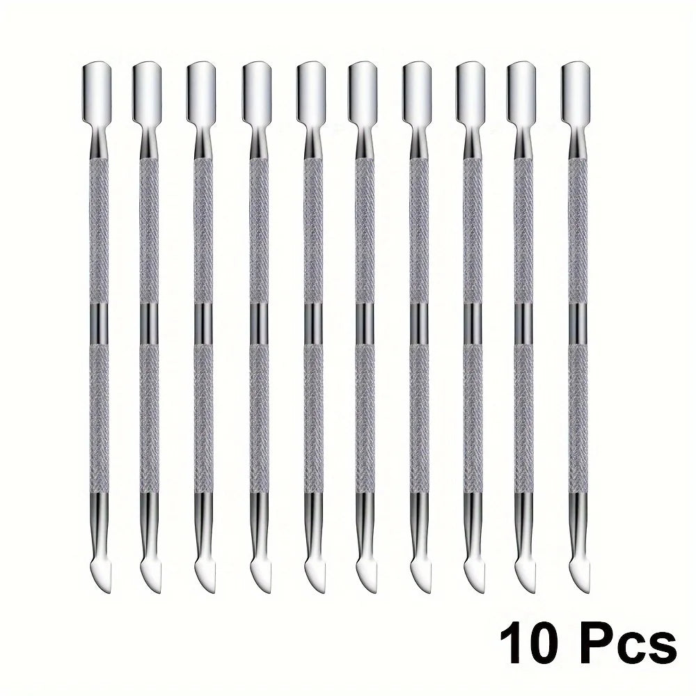3/5/10pcs Stainless Steel Cuticle Pusher Metal Double-ended Spoon Remover Kit Dead Skin Push Nail Art Cleaning Tools manicure