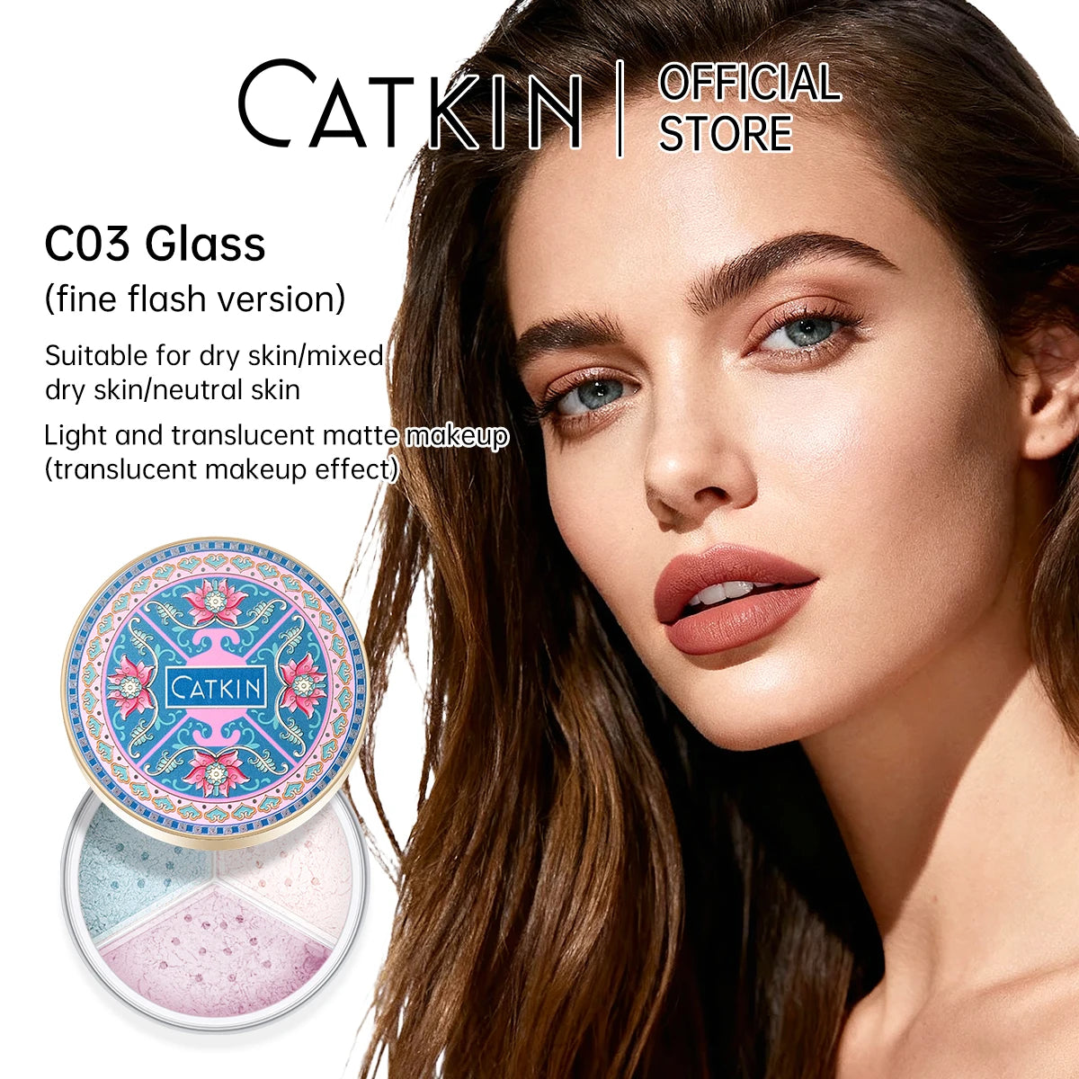 CATKIN Makeup Loose Setting Powder, Oil Control Poreless Face Powder Suitable for All Skin Tones and maintain matte and natural
