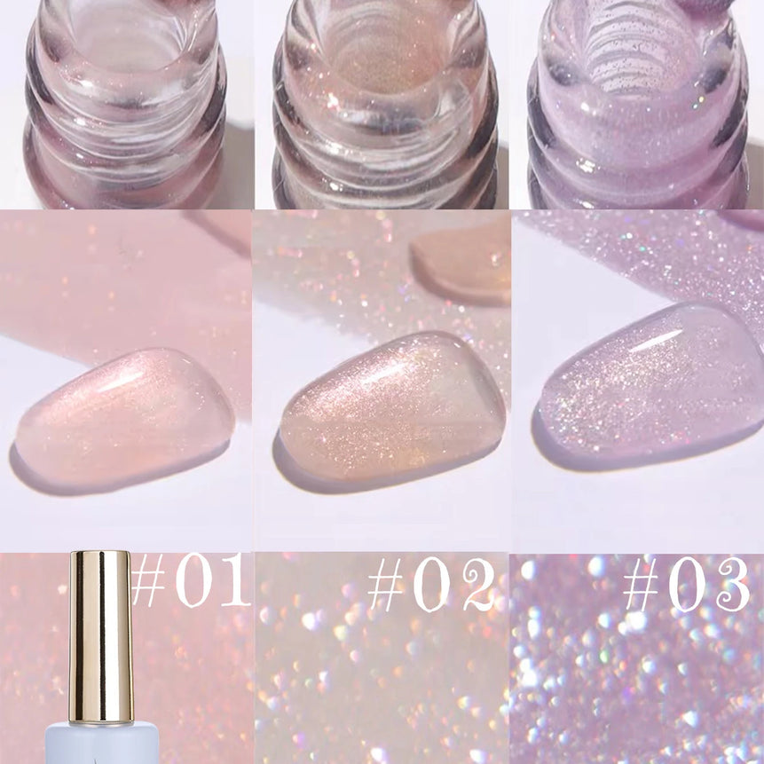 MIANEL1-12pcs 12ML Pink Blue White Green Series With Explosive Glitter Gel Nail Polish, Popular Yun Brocade Diamond Gel Polish
