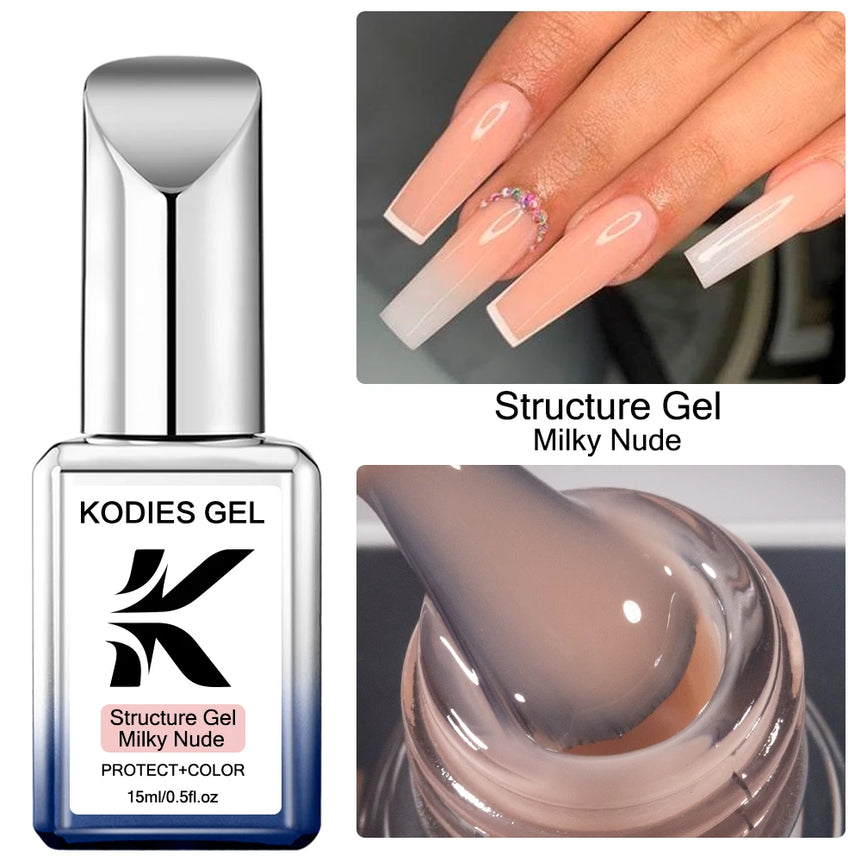KODIES GEL 15ml Semi-permanent Rubber Base For Gel Varnish Hybrid Nude French Pink Enamel Soak Off Construction UV Gellak Salon